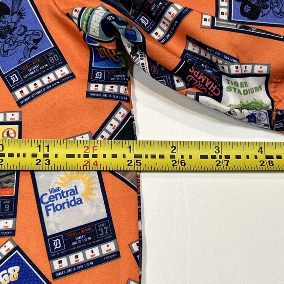 Detroit Tigers Shirt Adult 2XL XXL Orange Ticket AOP Button Up MLB Baseball Men - Picture 9 of 11